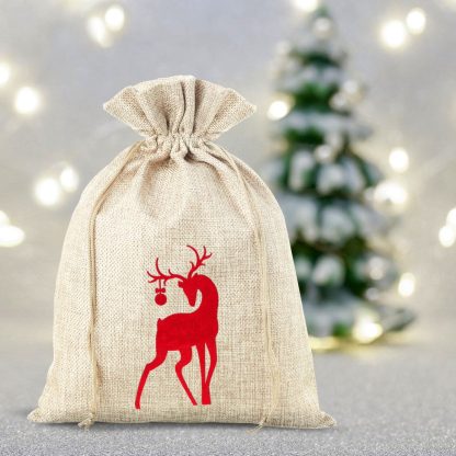 1 stuk Jute zakje 26 x 35 cm - Kerstmis - Afbeelding 2