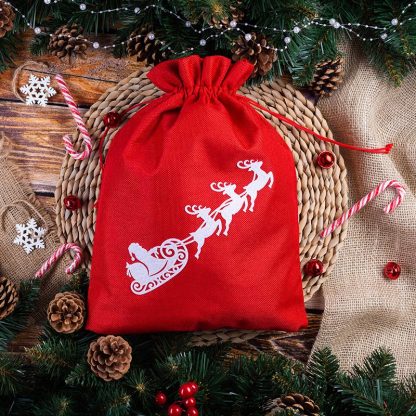 1 stuk Jute zakje 30 x 40 cm - Kerstmis - Kerstman - Afbeelding 2