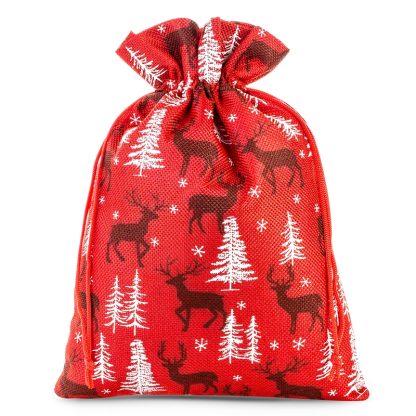 1 stuk Jute zak 30 x 40 cm - rood / rendier