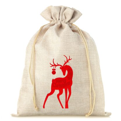 1 stuk Jute zakjes 26 x 35 cm - Kerstmis - Hert