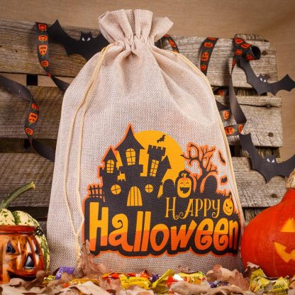 1 stuk Zakjes Halloween 1 / jute 30 x 40 cm - lichte natuurlijke kleur - Afbeelding 2
