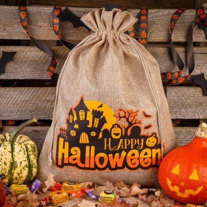 1 stuk Zakjes Halloween 1 / jute, 30 x 40 cm - natuurlijke kleur - Afbeelding 2