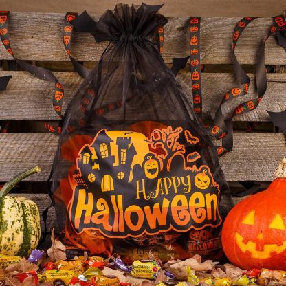 1 stuk Zakjes Halloween 1 / organza, 30 x 40 cm - zwart - Afbeelding 2