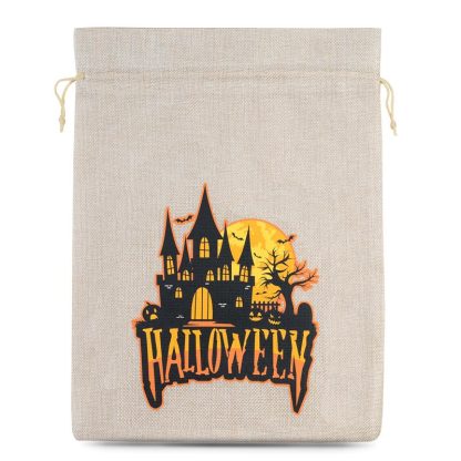1 stuk Zakjes Halloween 2 / jute 30 x 40 cm - lichte natuurlijke kleur