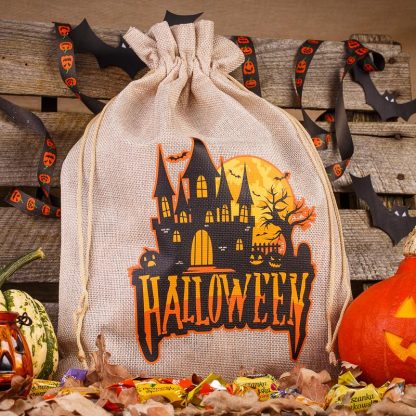 1 stuk Zakjes Halloween 2 / jute 30 x 40 cm - lichte natuurlijke kleur - Afbeelding 2