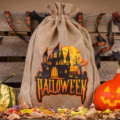 1 stuk Zakjes Halloween 2 / jute, 30 x 40 cm - natuurlijke kleur - Afbeelding 2