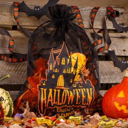 1 stuk Zakjes Halloween 2 / organza, 30 x 40 cm - zwart - Afbeelding 2