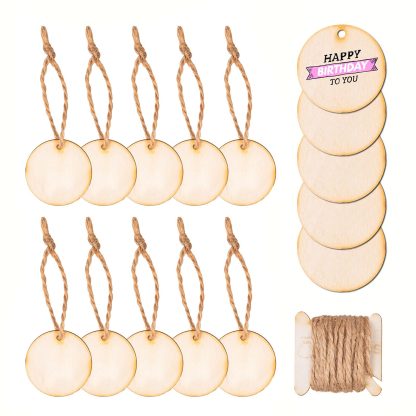 10 stuks Houten tags - rond zonder opdruk