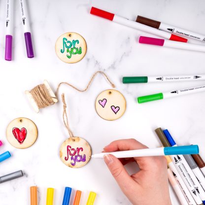 10 stuks Houten tags - rond zonder opdruk - Afbeelding 2