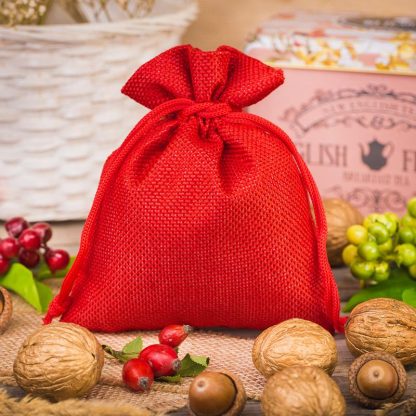 10 stuks Jute zakjes 13 x 18 cm - rood - Afbeelding 2