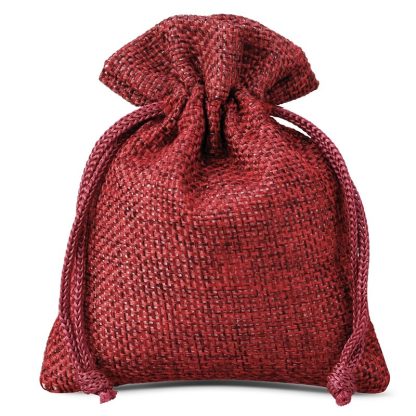 10 stuks Jute zakjes 6 x 8 cm - bordeaux
