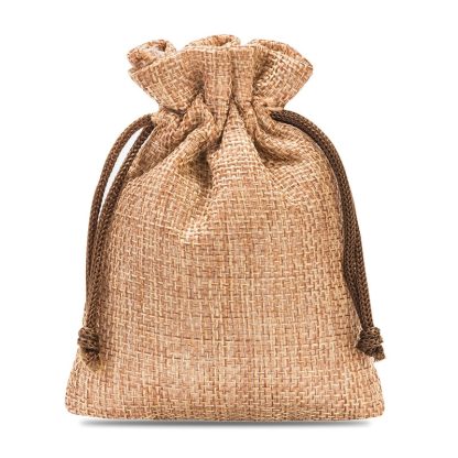 10 stuks Jute zakjes 6 x 8 cm - lichtbruin