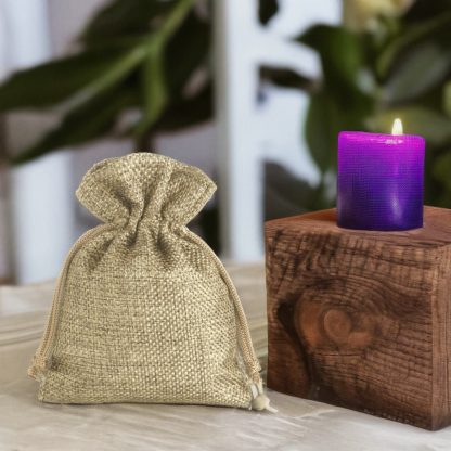 10 stuks Jute zakjes 6 x 8 cm - natuurlijke kleur - Afbeelding 2