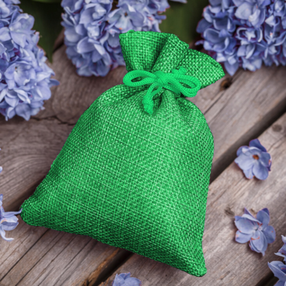 10 stuks Jute zakjes 9 x 12 cm - groen - Afbeelding 2
