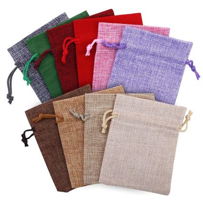 10 stuks Jute zakjes 9 x 12 cm - kleurenmix