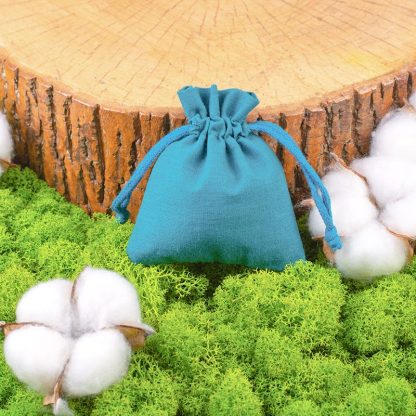 10 stuks Katoenen zakjes 10 x 13 cm - turquoise - Afbeelding 2