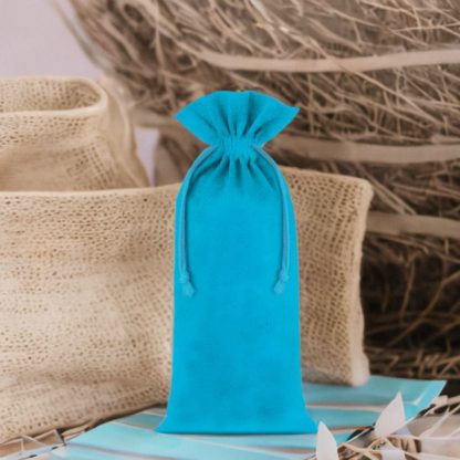 10 stuks Katoenen zakjes 11 x 20 cm - turquoise - Afbeelding 2
