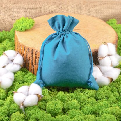 10 stuks Katoenen zakjes 13 x 18 cm - turquoise - Afbeelding 2