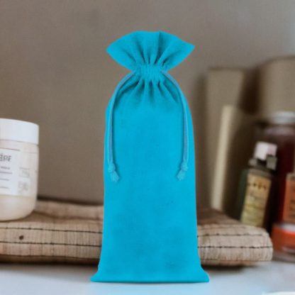 10 stuks Katoenen zakjes 13 x 27 cm - turquoise - Afbeelding 2