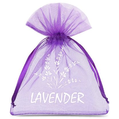 10 stuks Organza zakjes  10 x 13 cm - donkerpaars met druk (lavendel) - 2