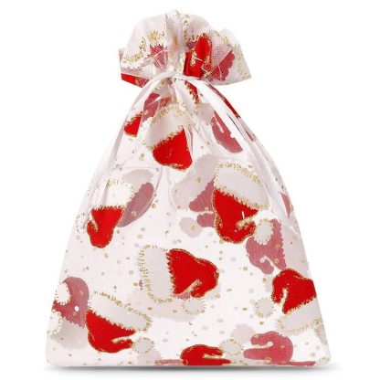 10 stuks Organza zakjes 10 x 13 cm - Kerstmis
