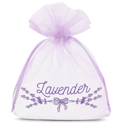 10 stuks Organza zakjes  10 x 13 cm - lichtpaars met druk (lavendel)