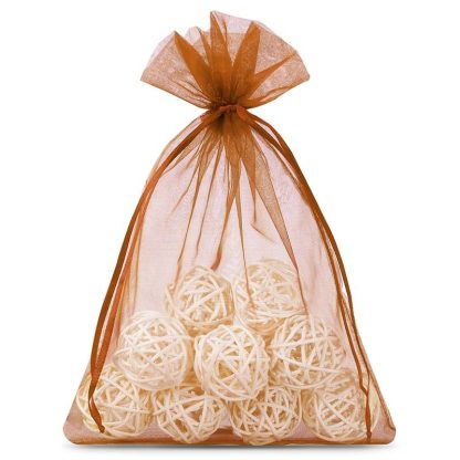 10 stuks Organza zakjes 15 x 20 cm - bruin