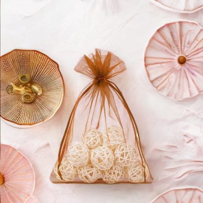 10 stuks Organza zakjes 15 x 20 cm - bruin - Afbeelding 2
