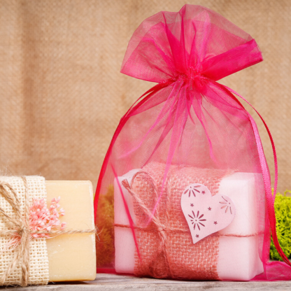 10 stuks Organza zakjes 15 x 20 cm - fuchsia - Afbeelding 2