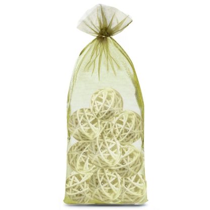 10 stuks Organza zakjes 15 x 33 cm - olijf groen