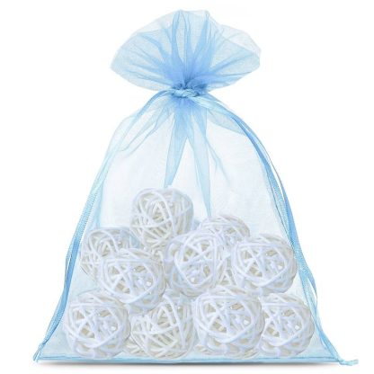 10 stuks Organza zakjes 18 x 24 cm - hemelsblauw