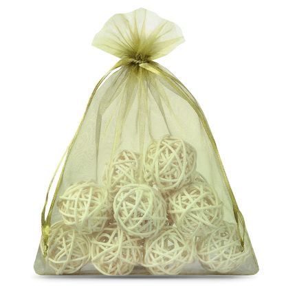 10 stuks Organza zakjes 22 x 30 cm - olijf groen