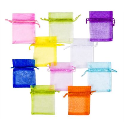 10 stuks. Organza zakjes 7 x 9 cm - mix van lentekleuren