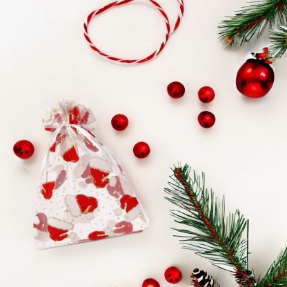 10 stuks Organza zakjes 8 x 10 cm - Kerstmis - Afbeelding 2