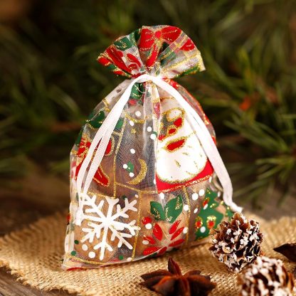 10 stuks Organza zakjes 9 x 12 cm - Kerstmis / 5 - Afbeelding 2