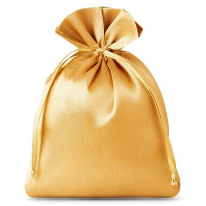 10 stuks Satijnen zakjes 6 x 8 cm - goud