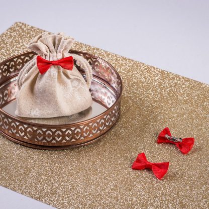 10 stuks. Strikken uit stof 4 x 2 cm - rood - Afbeelding 2
