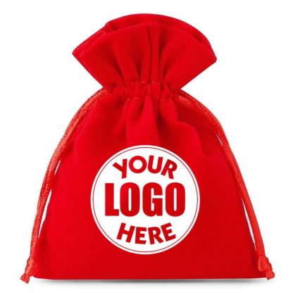 200 x Gepersonaliseerde fluwelen zakjes met print of logo