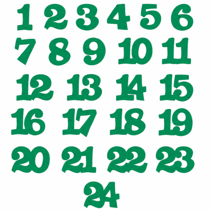 24 stuks. Zelfklevende nummers 1-24 - groen
