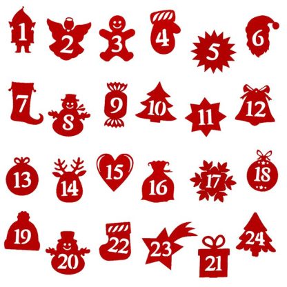 24 stuks. Zelfklevende nummers 1-24 - rood MIX