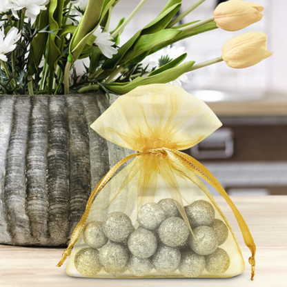 25 stuks Organza zakjes 10 x 13 cm - olijf groen - Afbeelding 2