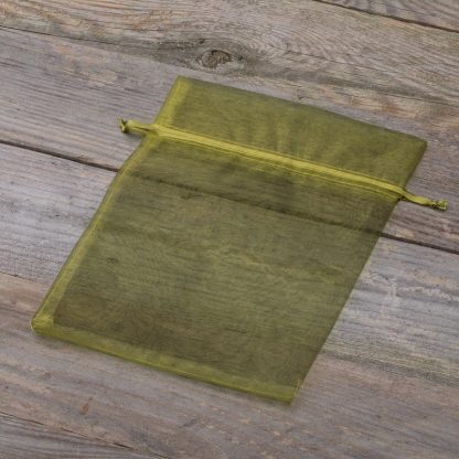 25 stuks Organza zakjes 12 x 15 cm - olijf groen - Afbeelding 2