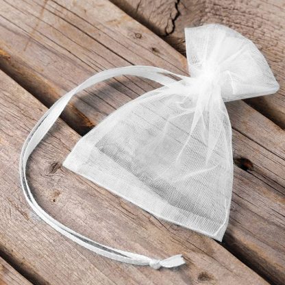 25 stuks Organza zakjes 7 x 9 cm (SDB) - wit - Afbeelding 2