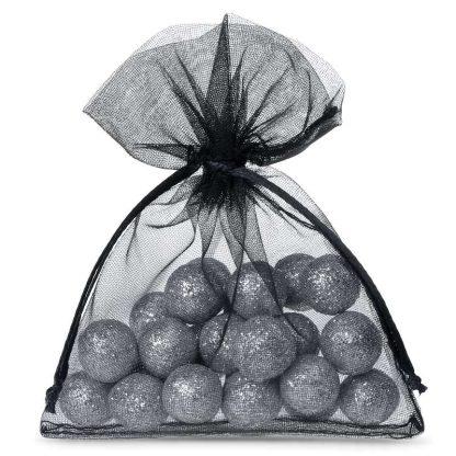 25 stuks Organza zakjes 8 x 10 cm - zwart