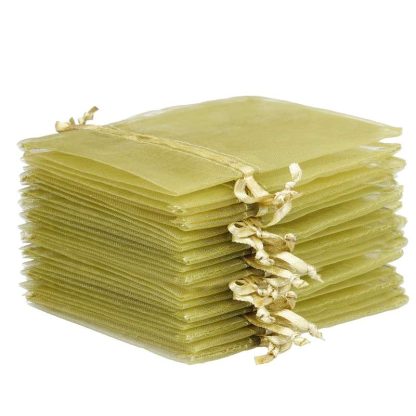 25 stuks Organza zakjes 9 x 12 cm - olijf groen - Afbeelding 2
