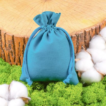 3 stuks Katoenen zaks 26 x 35 cm - turquoise - Afbeelding 2