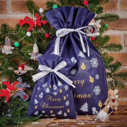 3 stuks. Nonwoven zakken 40 x 56 cm met print - Kerstmis - Afbeelding 2