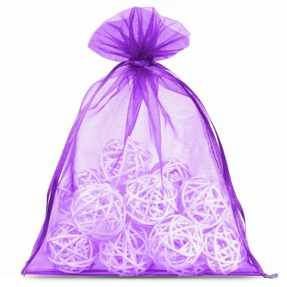 5 stuks Organza zakjes 26 x 35 cm - donkerpaars