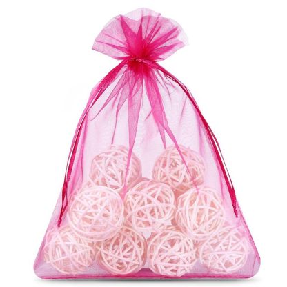 5 stuks Organza zakjes 26 x 35 cm - fuchsia