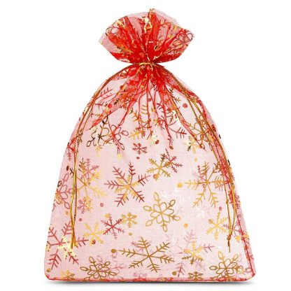 5 stuks Organza zakjes 26 x 35 cm - Kerstmis